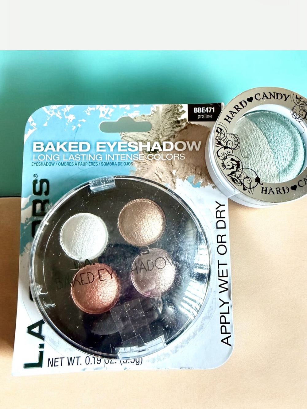 5/$25 L.A. COLORS & HARD CANDY Eyeshadow 2pc set Praline Quartet /pick up line